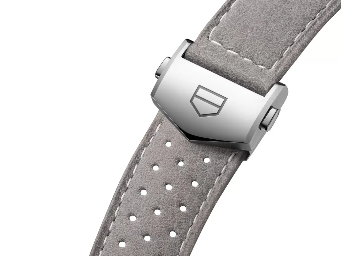 TAG Heuer Carrera 39Mm Grey Perforated Leather Strap